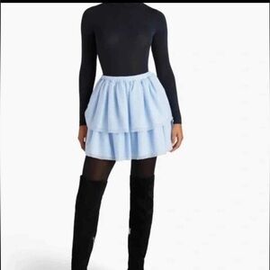 Hill House Blue Nylon Clara Dotted Tulle Tiered Cottage Core Mini Skirt Size XS